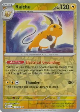 Paldean Fates Raichu #19/91 reverse holo